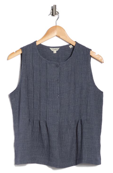 Pintuck Crinkle Sleeveless Top