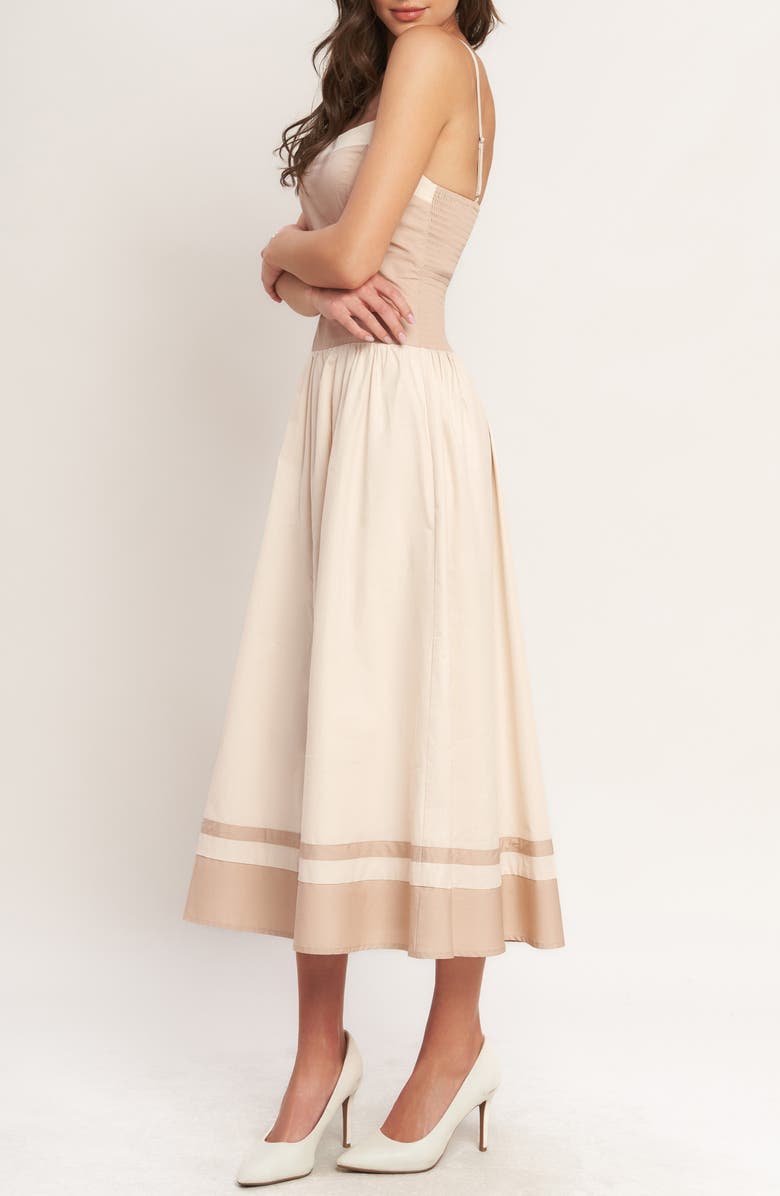 FLYING TOMATO Drop Waist Midi Dress, Alternate, color, Light Taupe