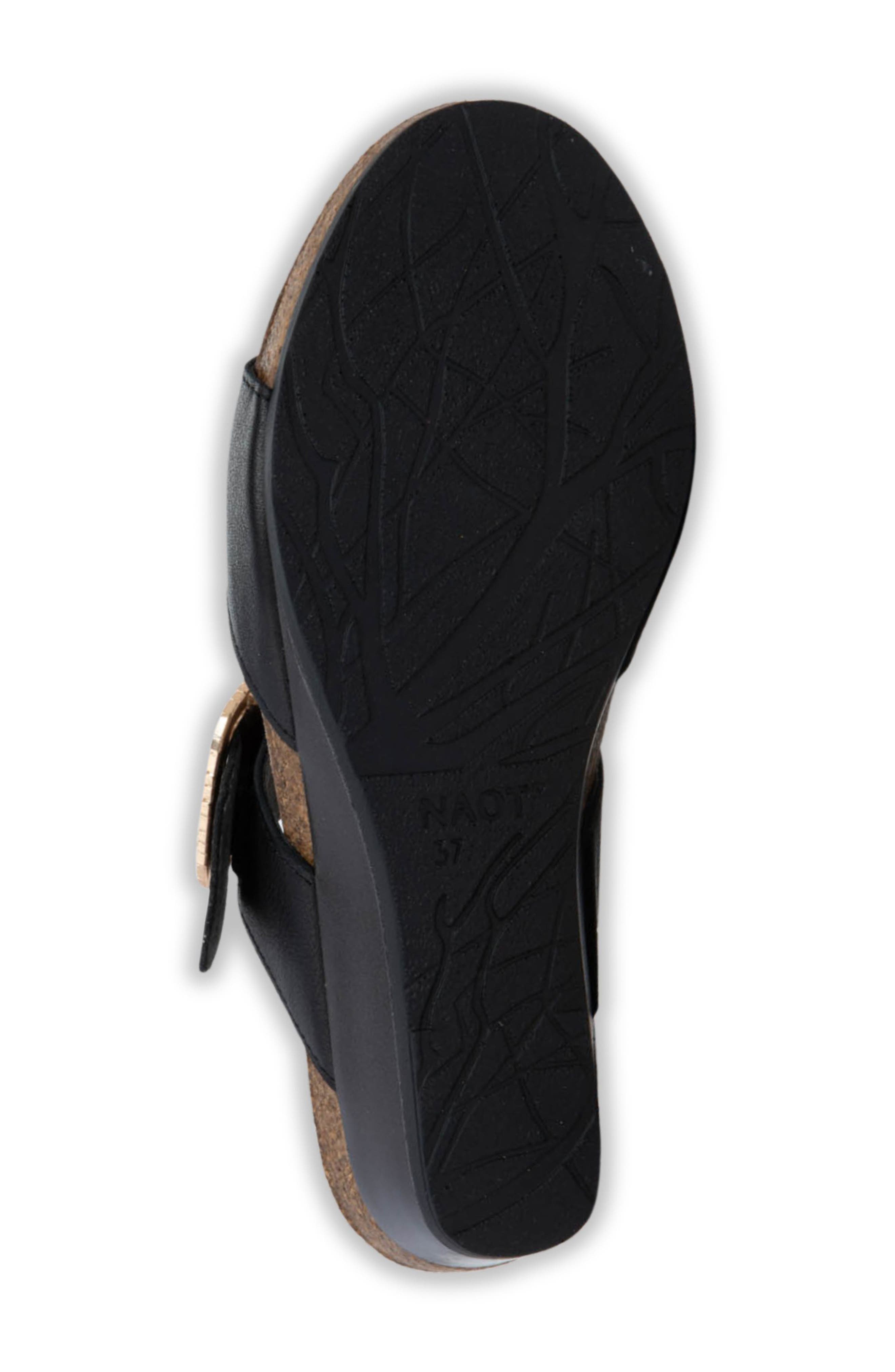 Naot Magic Luxe Double Strap Platform Slide Sandal, Alternate, color, Black Leather