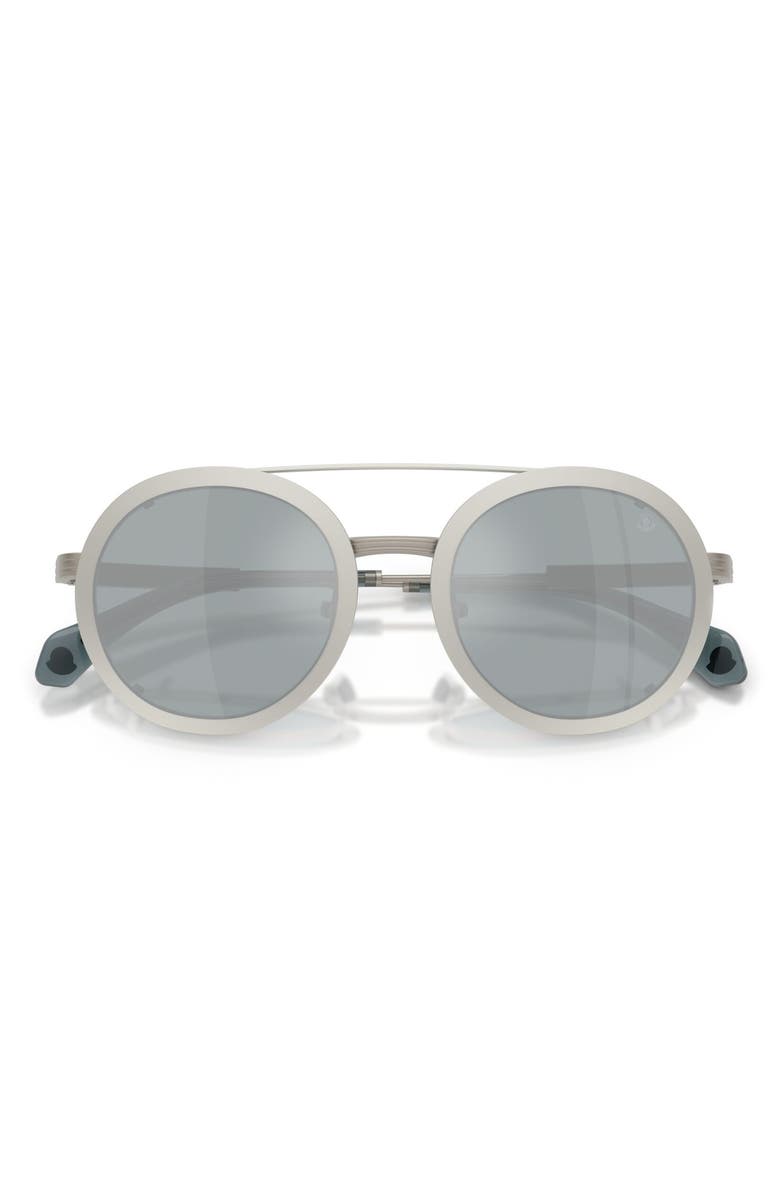 Moncler Suffuse 49mm Round Sunglasses, Alternate, color, Silver / Mirror Blue