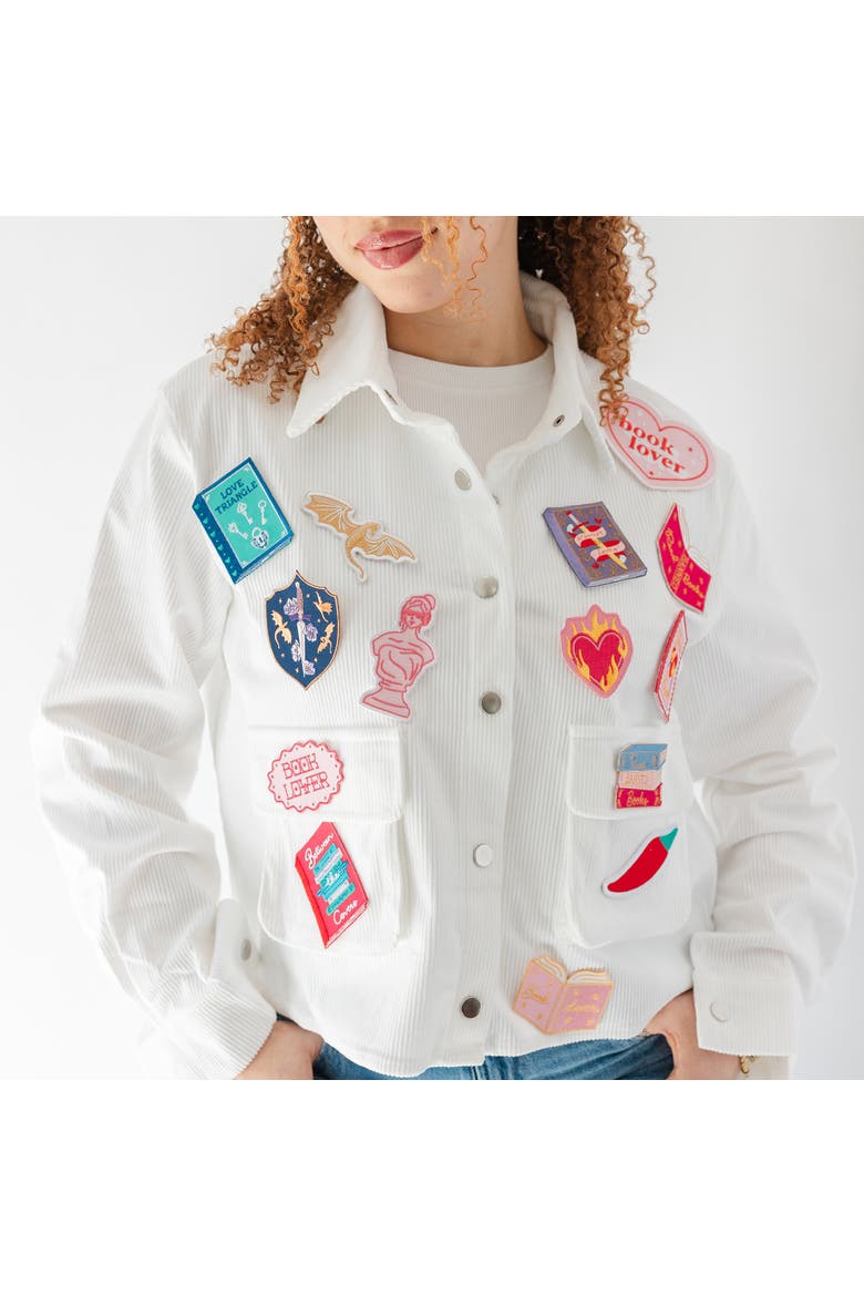Book Themed Stick On Patches, Alternate, color, Book Love (Book Shaped)