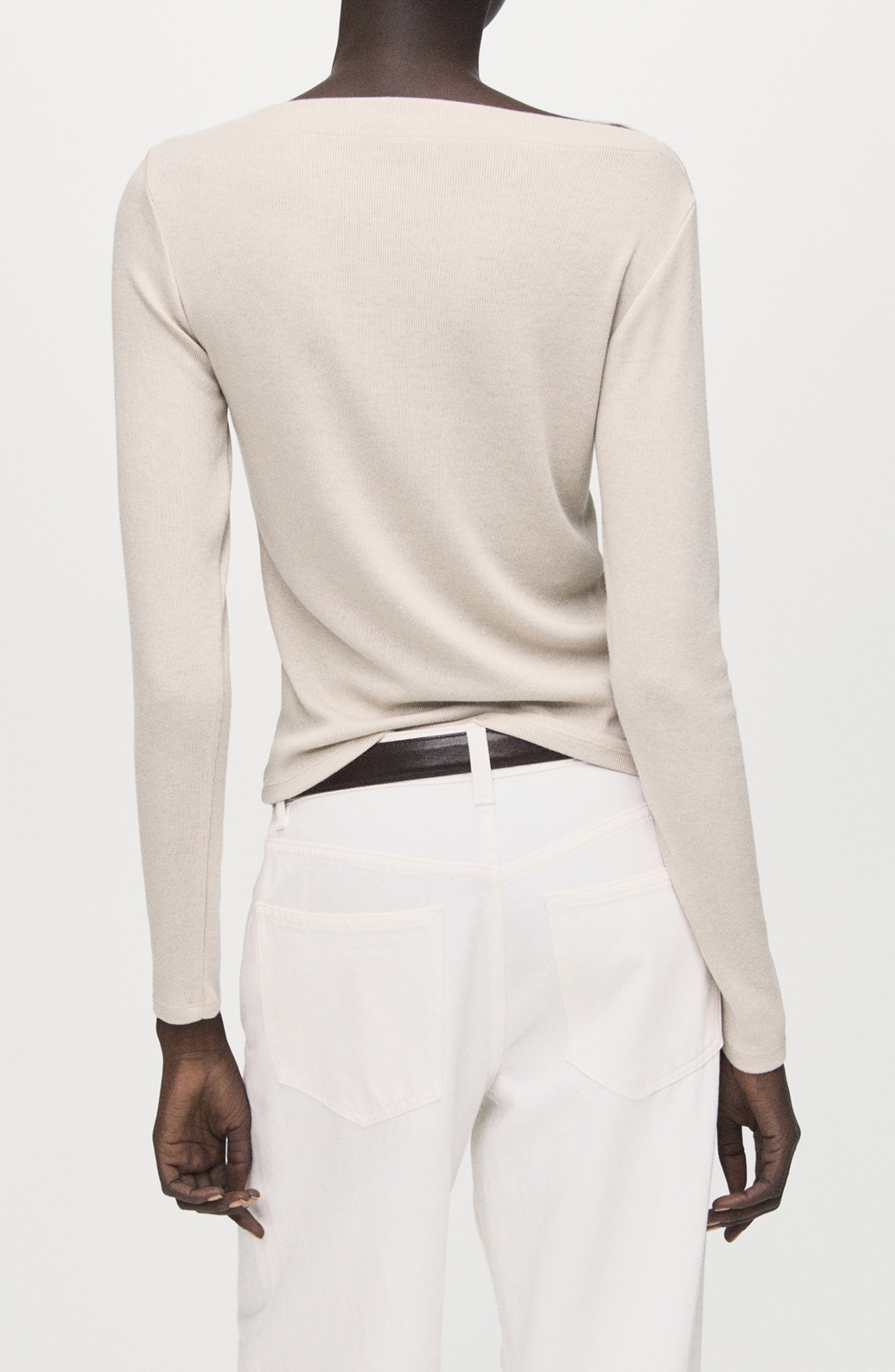 Boat Neck Long Sleeve T-Shirt - image 4