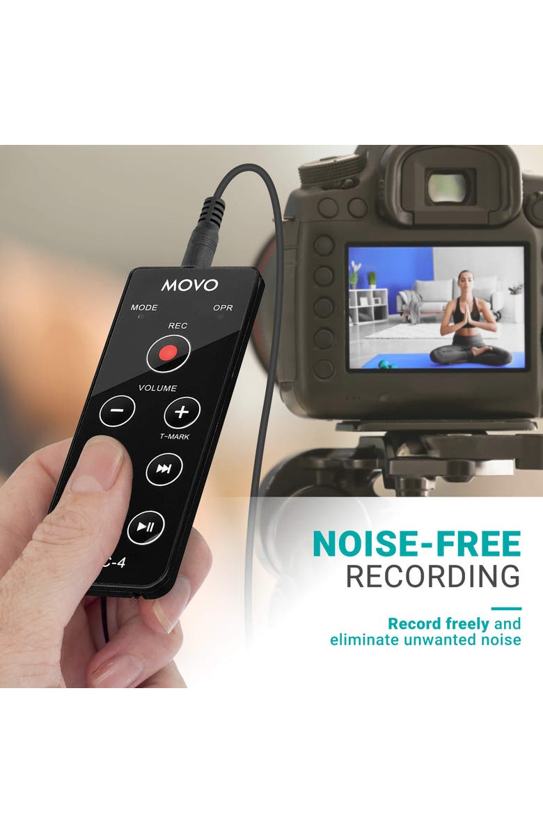 MOVO REC-4 Wired Remote Control for Zoom H2n, H4n Pro, H5 & H6 Portable Digital Handy Recorders, Alternate, color, Black