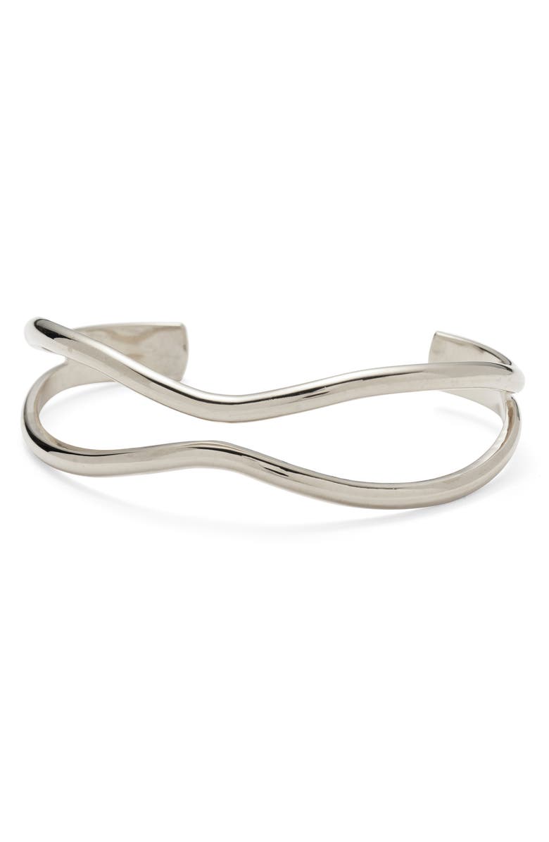 Lady Grey Pinch Cuff Bracelet, Main, color, Silver