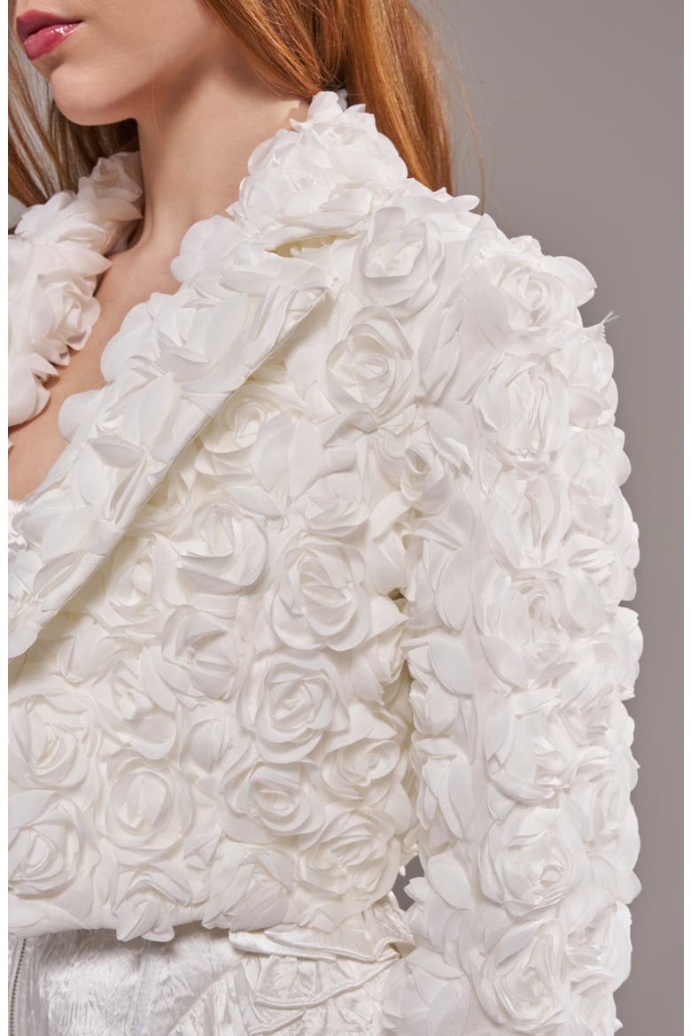 Briarrose Rosette Crop Blazer, Alternate, color, WHITE
