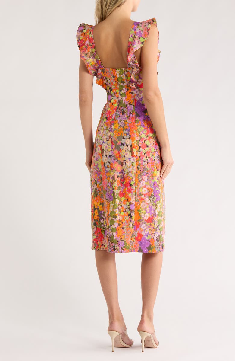 Hutch Ruffle Trim Sheath Dress, Alternate, color, Wildflower Clusters