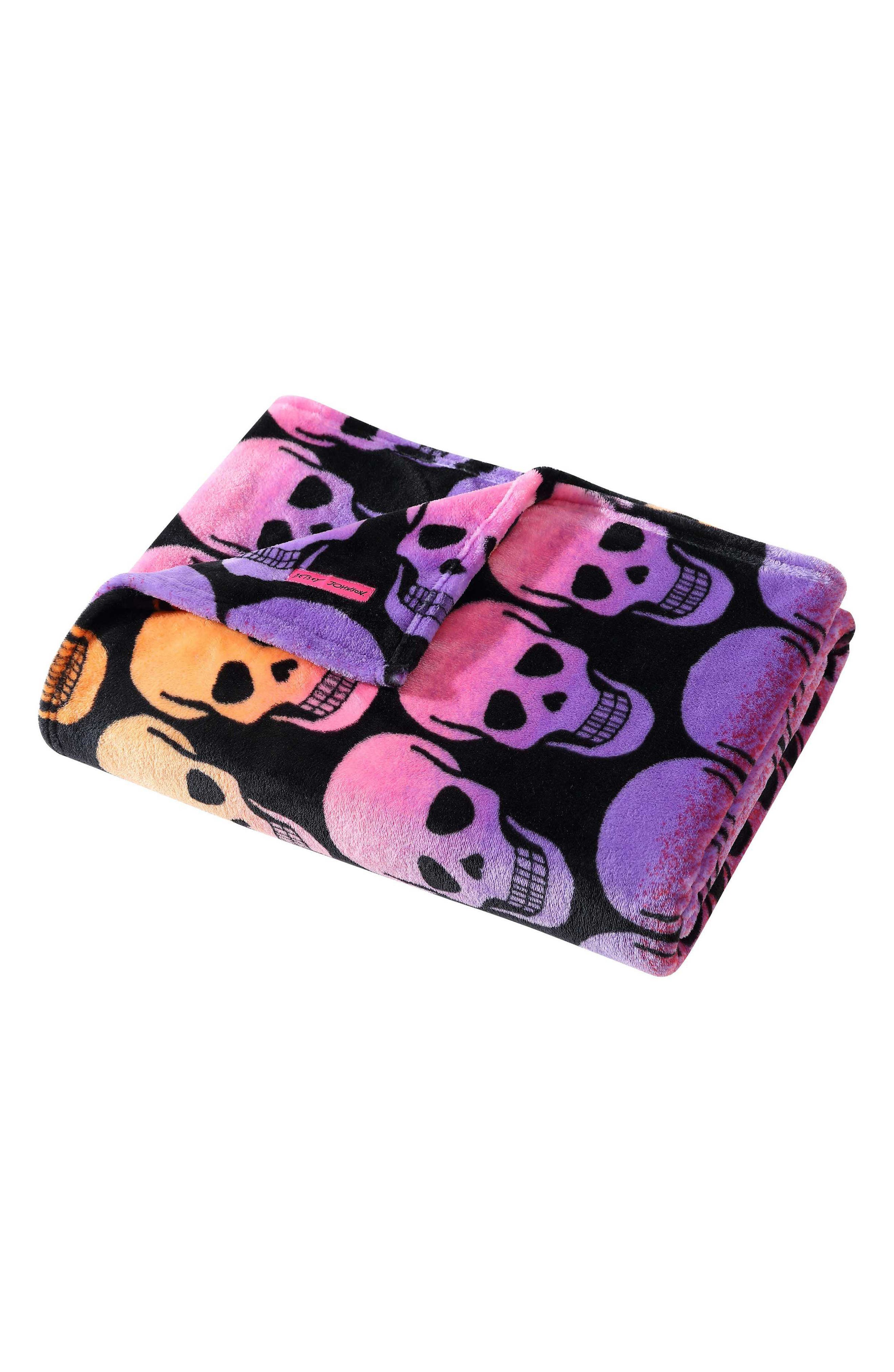 Betsey Johnson Skull Ombré Throw Blanket