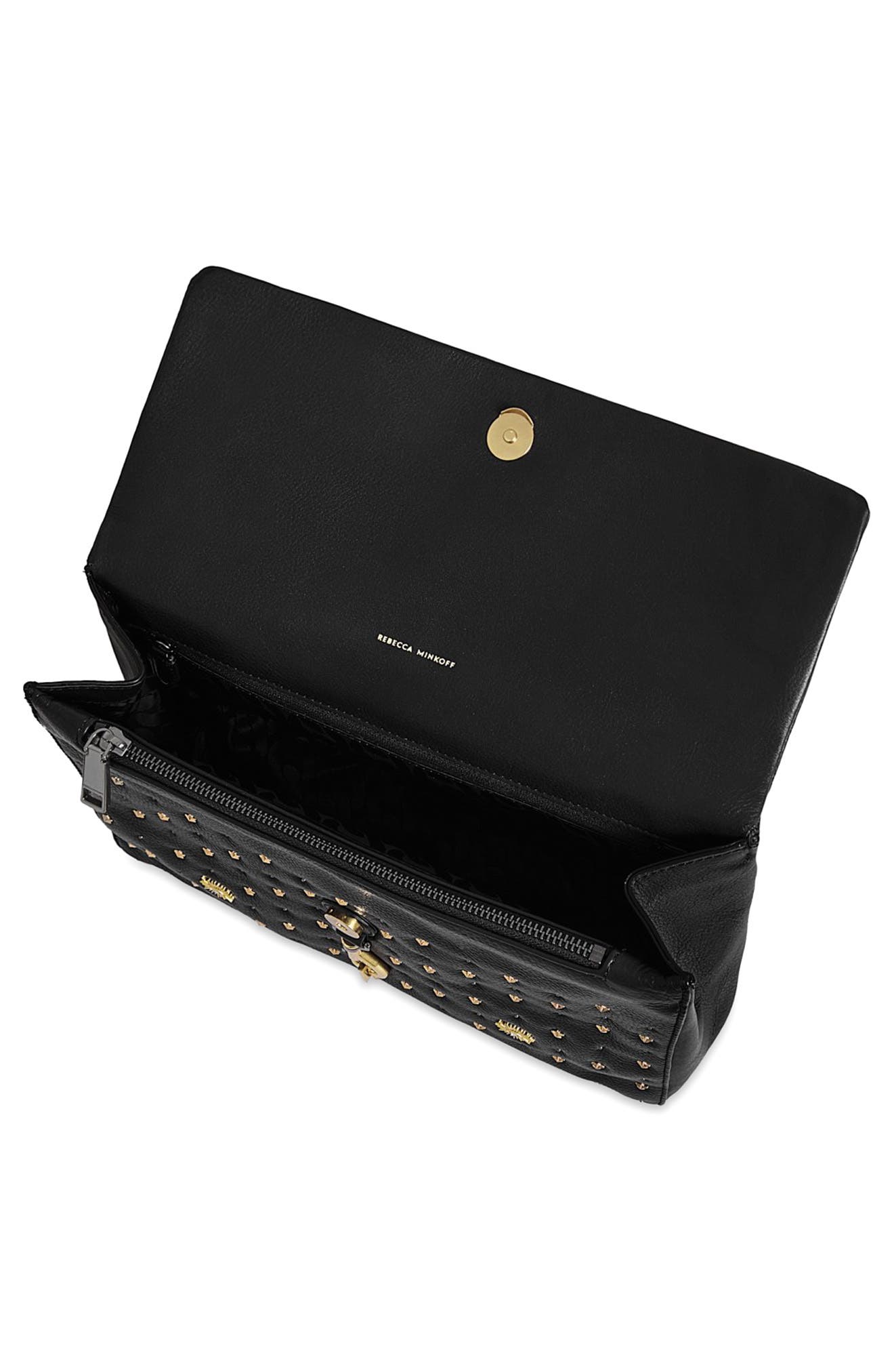 Rebecca Minkoff Edie Large Evil Eye Shoulder Bag, Alternate, color, Black