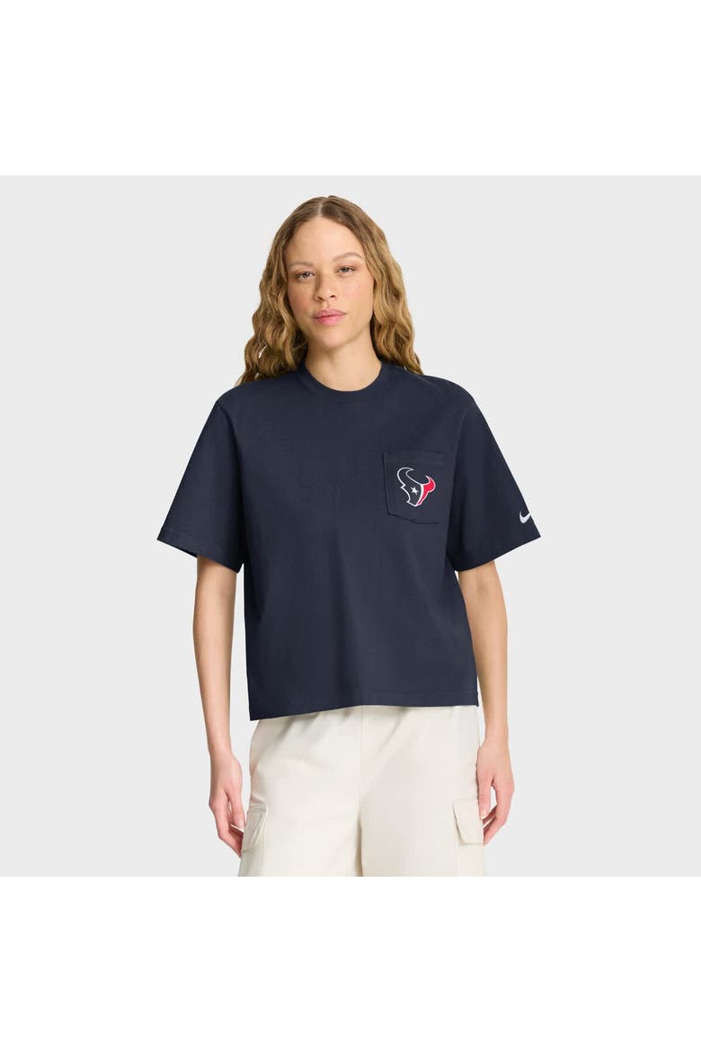Women's Nike Navy Houston Texans Rewind Pocket Boxy T-Shirt, Main, color, Navy