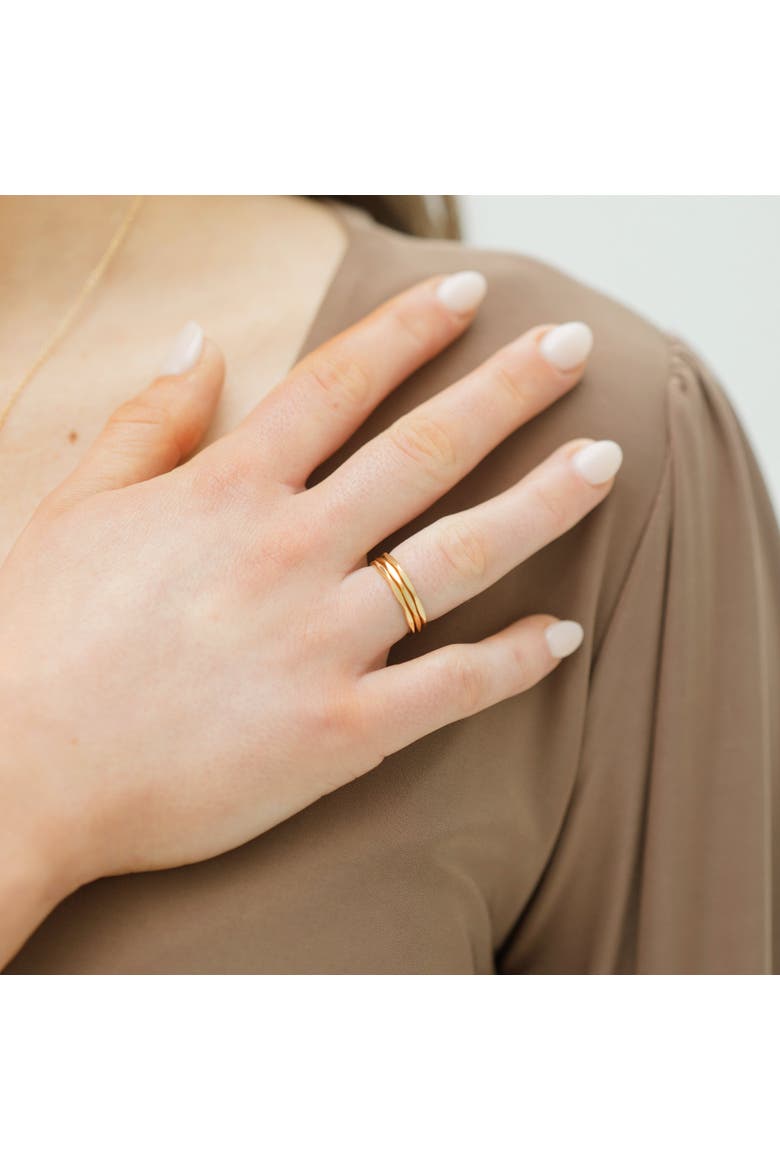 Gold Hammered Stacking Rings - Set of 3, Alternate, color, Gold