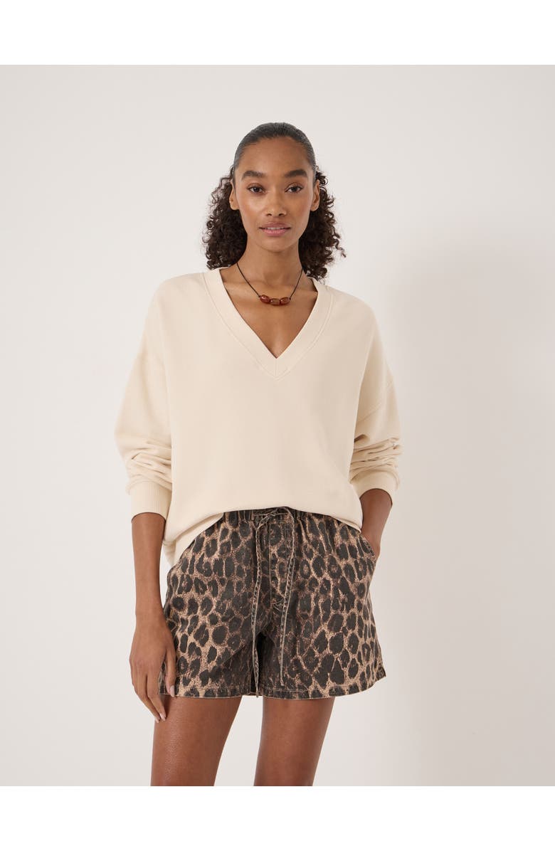 Hush Cleo V-Neck Cotton Sweatshirt, Main, color, Almond