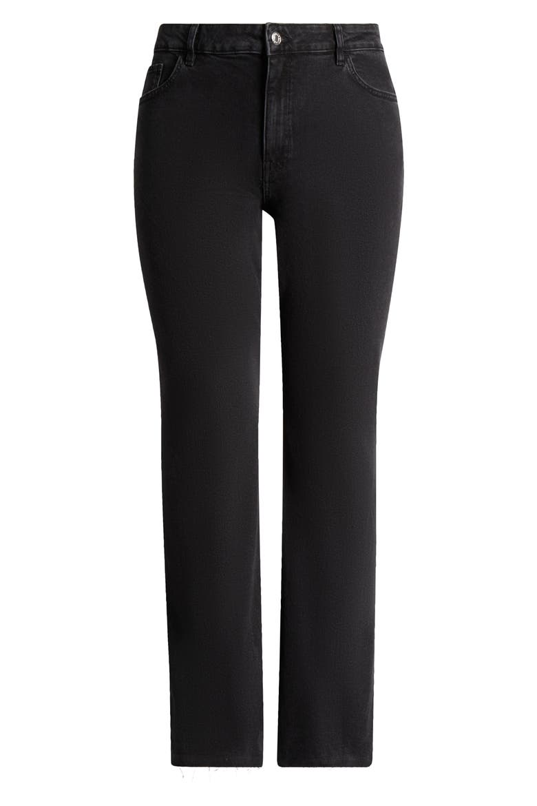 Frayed Mid Rise Flare Jeans, Main, color, BLACK DENIM