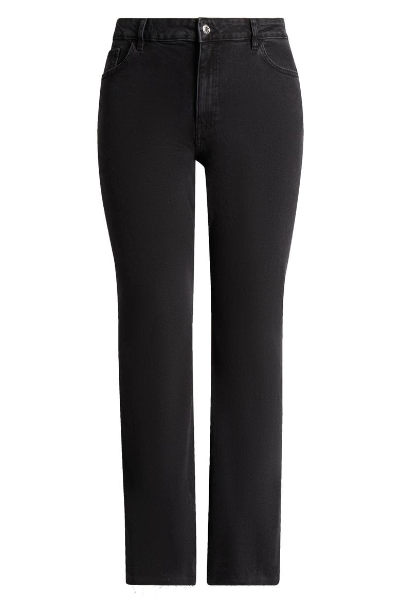 MANGO Frayed Mid Rise Flare Jeans, Main, color, Black Denim