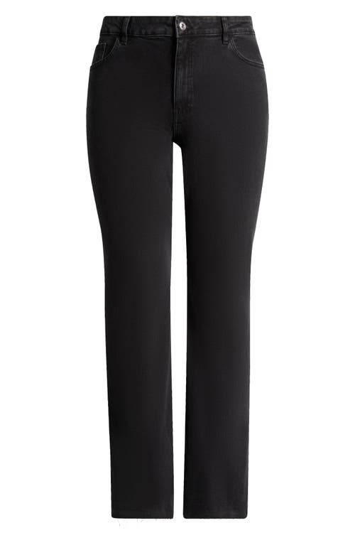 Shop Mango Frayed Mid Rise Flare Jeans In Black Denim