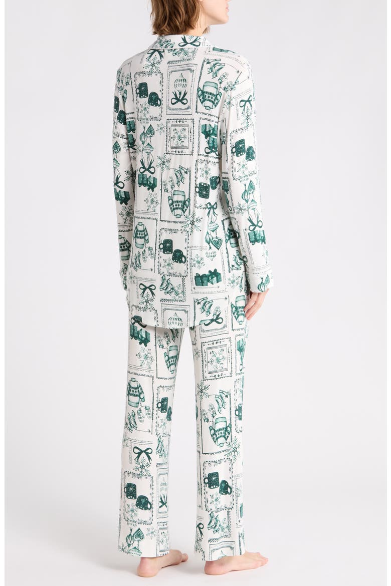 Tranquility Long Sleeve Shirt & Pants Pajamas, Alternate, color, IVORY- GREEN TOILE PATCHWORK