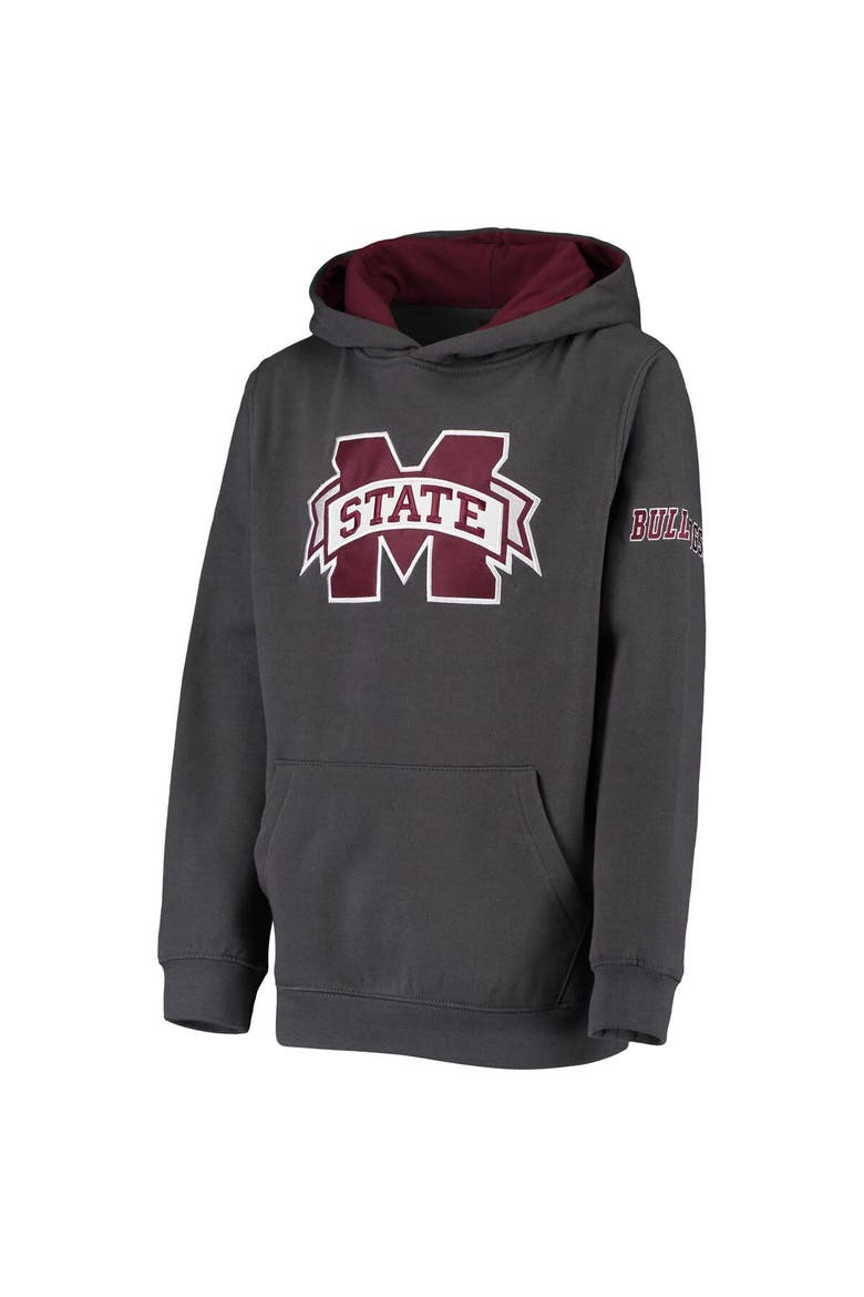 Youth Charcoal Mississippi State Bulldogs Big Logo Pullover Hoodie, Alternate, color, Charcoal