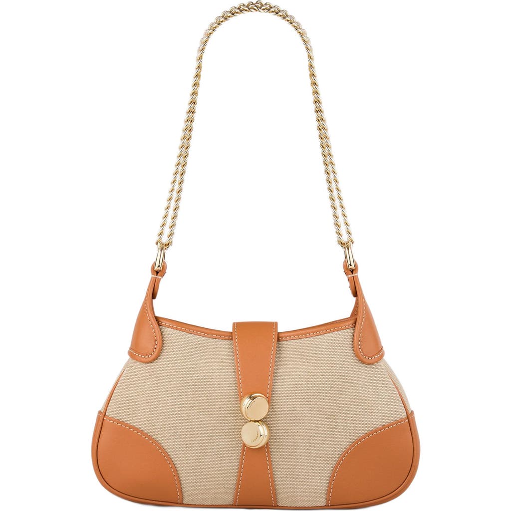 Sandro Womens Naturels Hardware-embellished Canvas And Leather Shoulder Bag In Beige