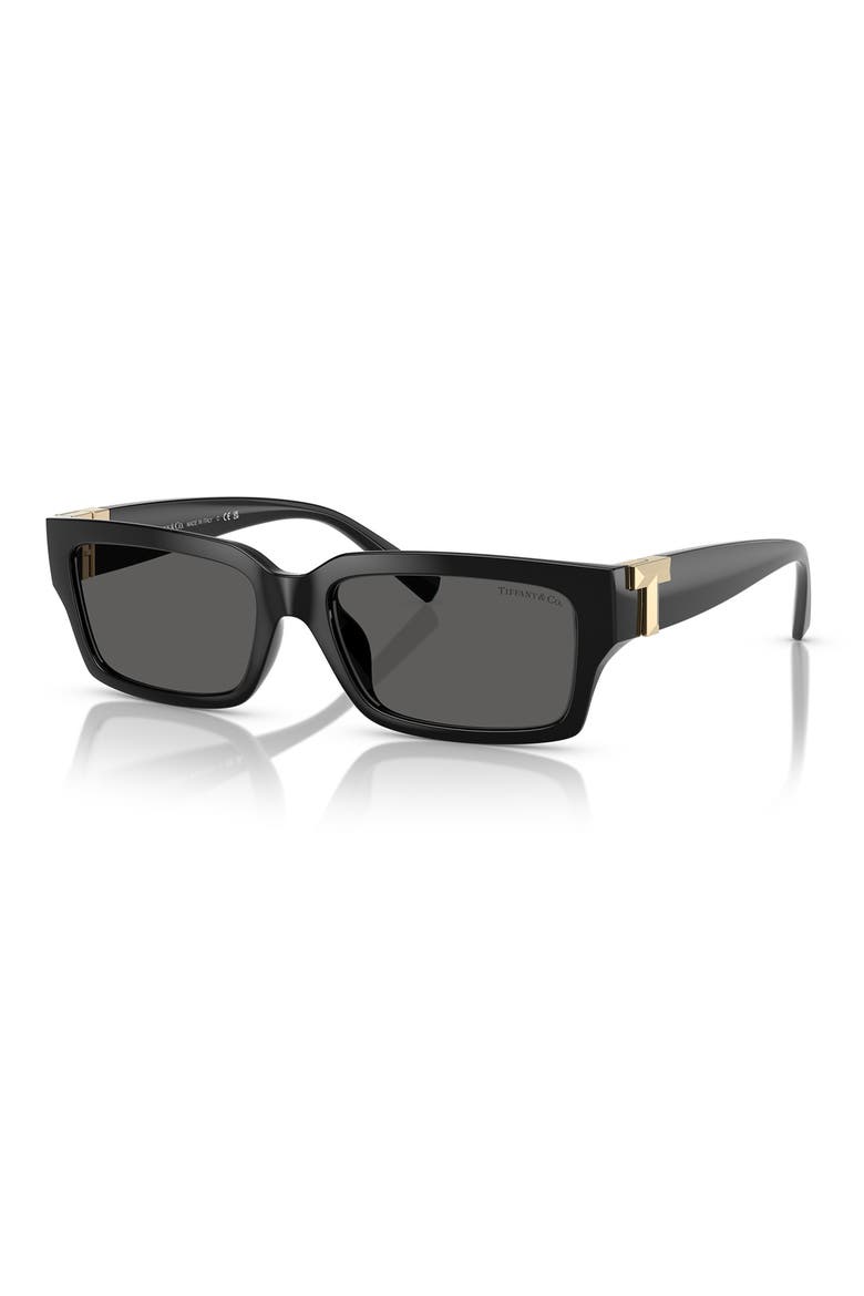 56mm Rectangular Sunglasses, Alternate, color, BLACK