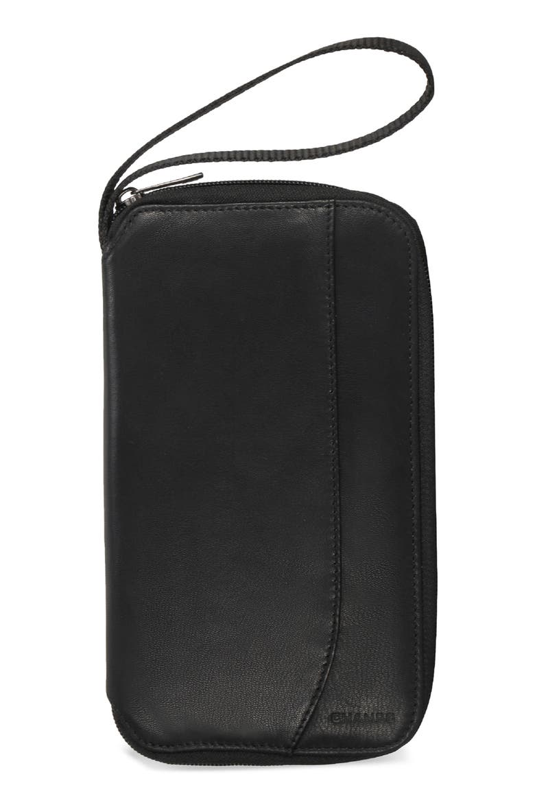 Leather Passport Case, Main, color, BLACK