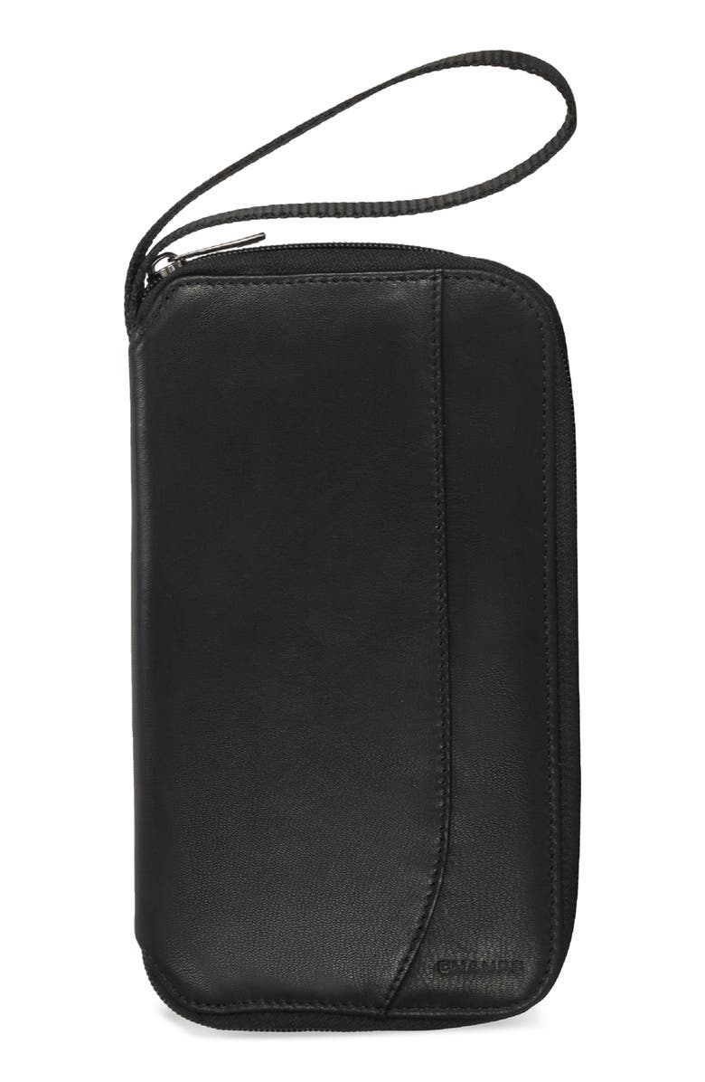 CHAMPS Leather Passport Case, Main, color, Black