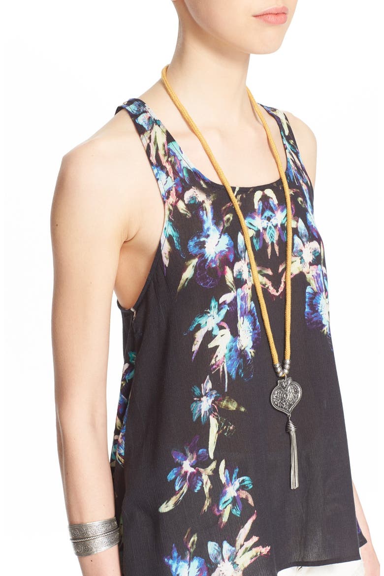 Floral Print Surplice Back Tank, Alternate, color, DARK NIGHT COMBO
