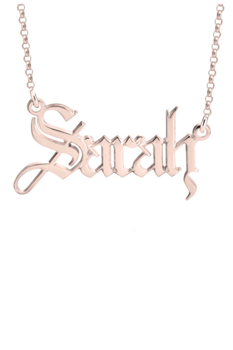 Personalized Nameplate Necklace, Main, color, ROSE GOLD PLATED
