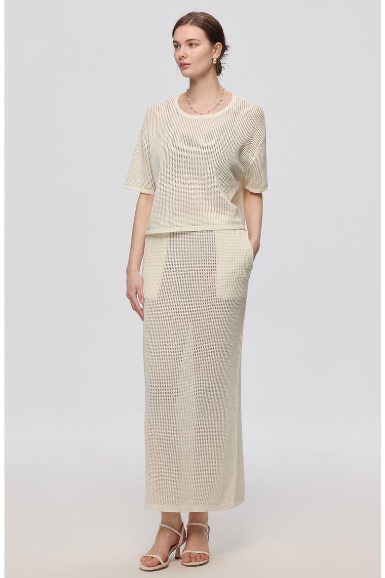 Marina Open Knit Skirt, Alternate, color, Creamy White