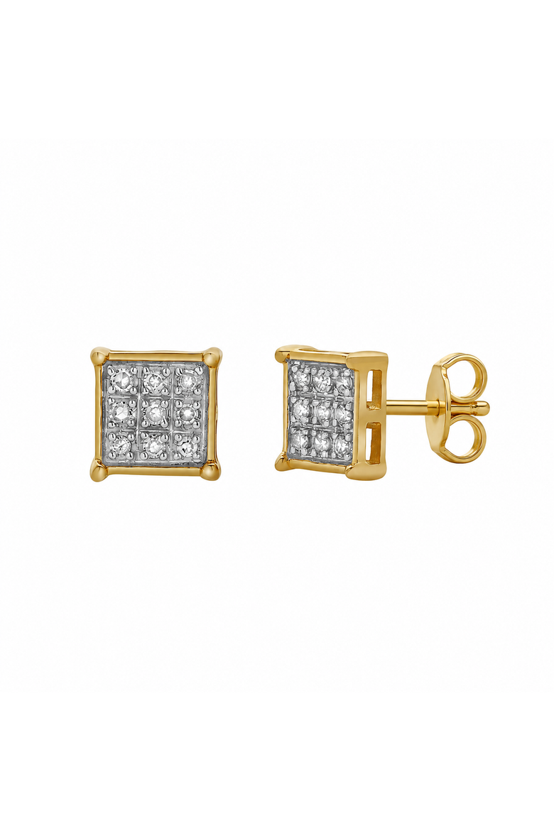 Horizonte 10K Yellow Gold Diamond Unisex Earrings - 0.05 Cts, Main, color, 10K Yellow Gold
