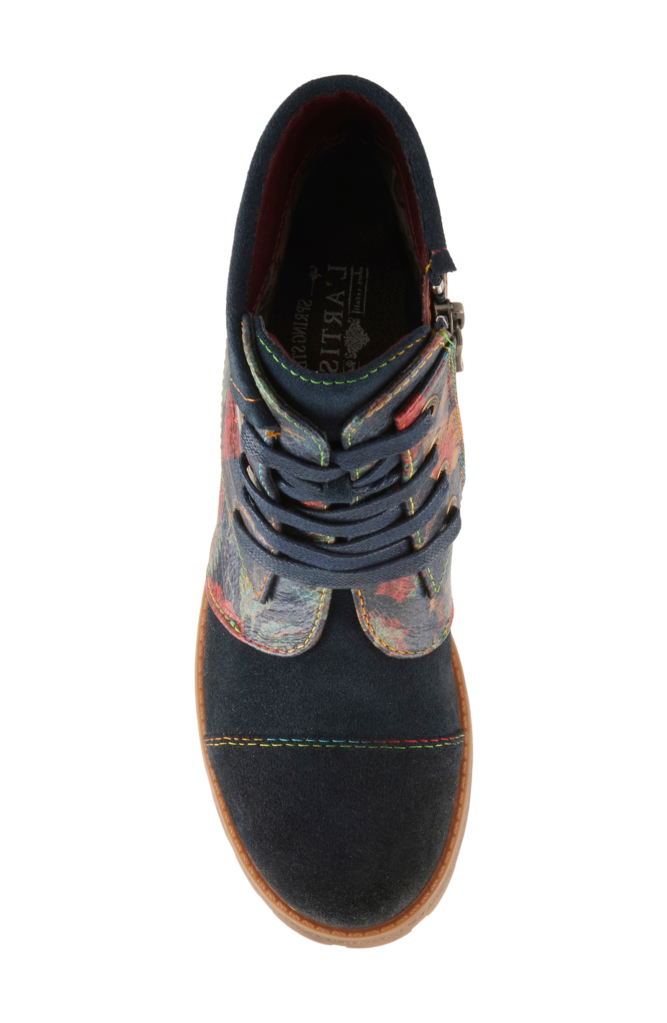 L'Artiste by Spring Step Serna Cap Toe Bootie, Alternate, color, Navy Multi Suede