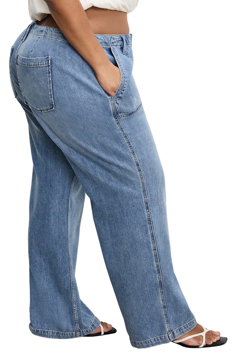 Good American Lite Drawstring Jeans, Alternate, color, Indigo786