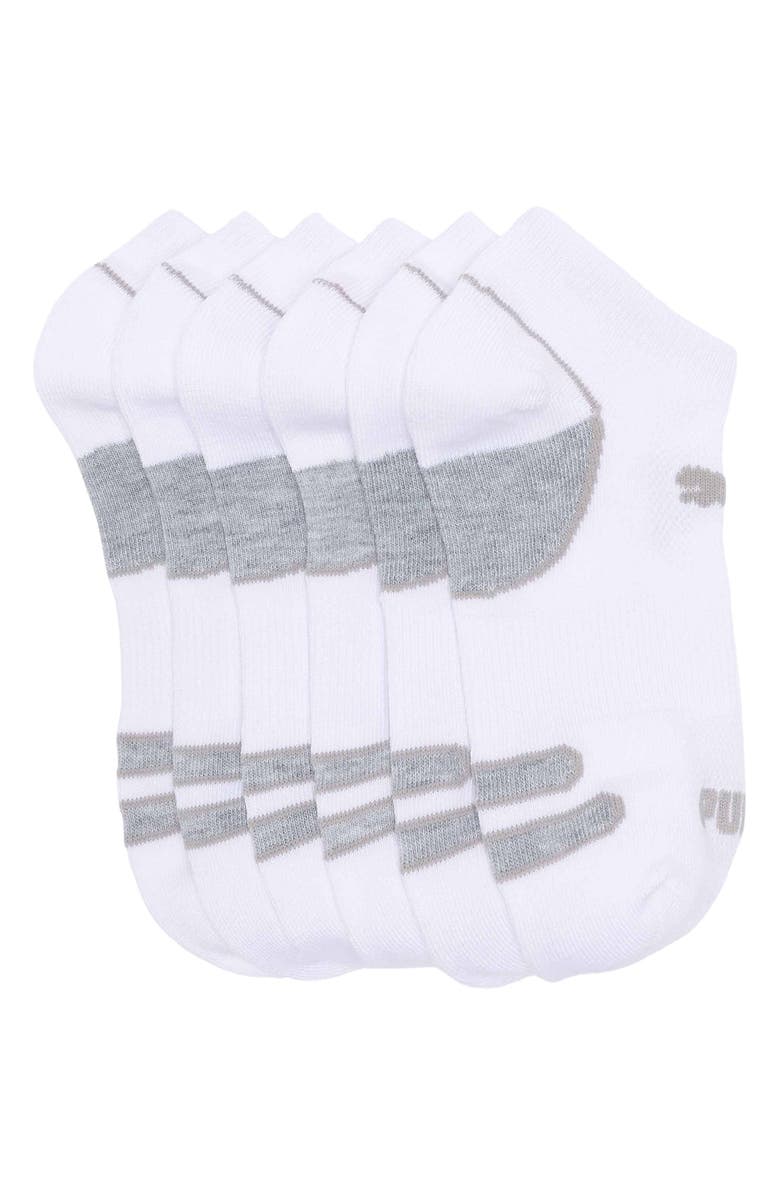 PUMA Terry Ankle Socks - Pack of 6, Main, color, White / Grey