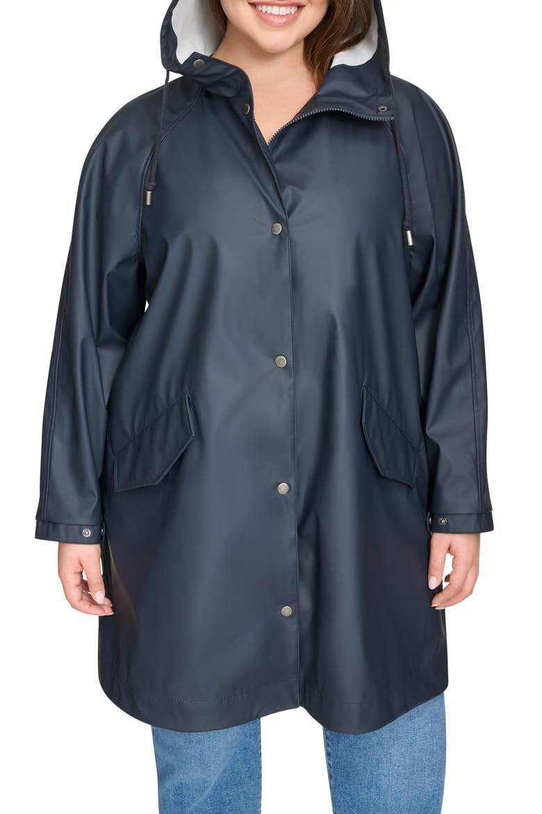 Water Resistant Hooded Raincoat, Alternate, color, NAVY