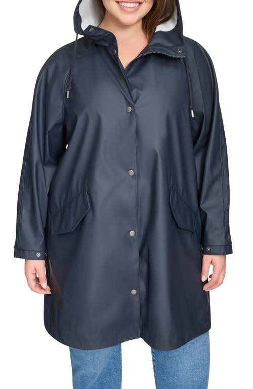 Levi's Water Resistant Hooded Raincoat In Navy