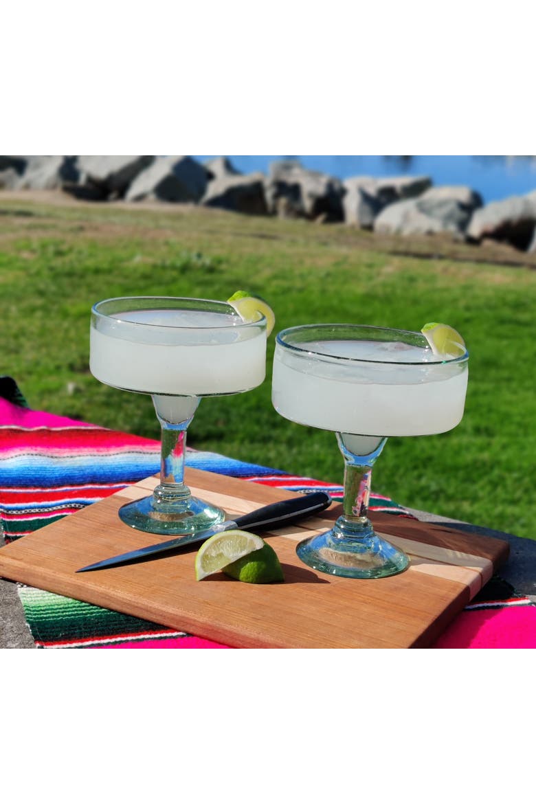Hand Blown Margarita Glasses (16 oz) - Set of 4, Alternate, color, Clear