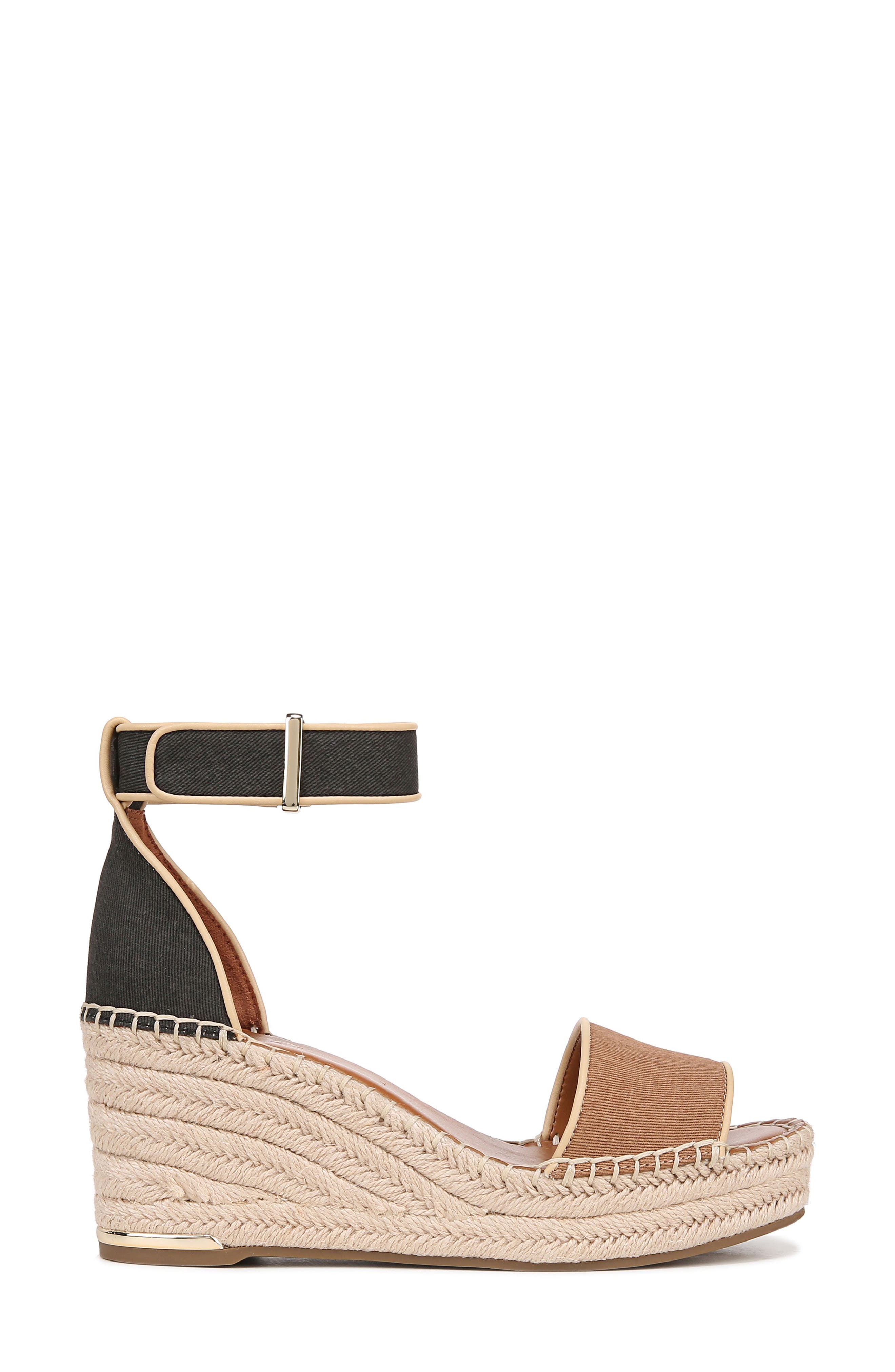 Clemens Ankle Strap Platform Wedge Sandal, Alternate, color, TAN BLACK