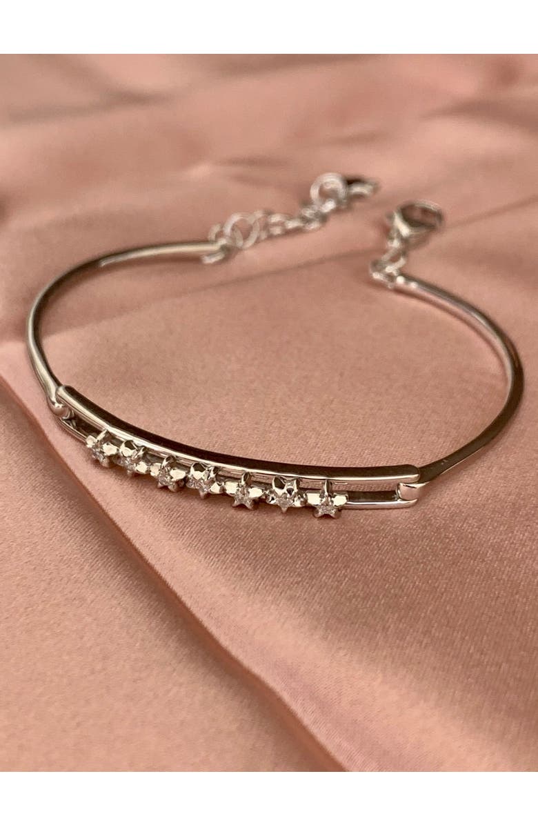 LuvMyJewelry Starry Lane Sterling Silver Diamond Bangle, Alternate, color, 