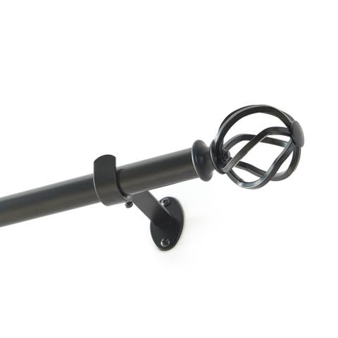 Walker Single Curtain Rod With Cage Ball Finial