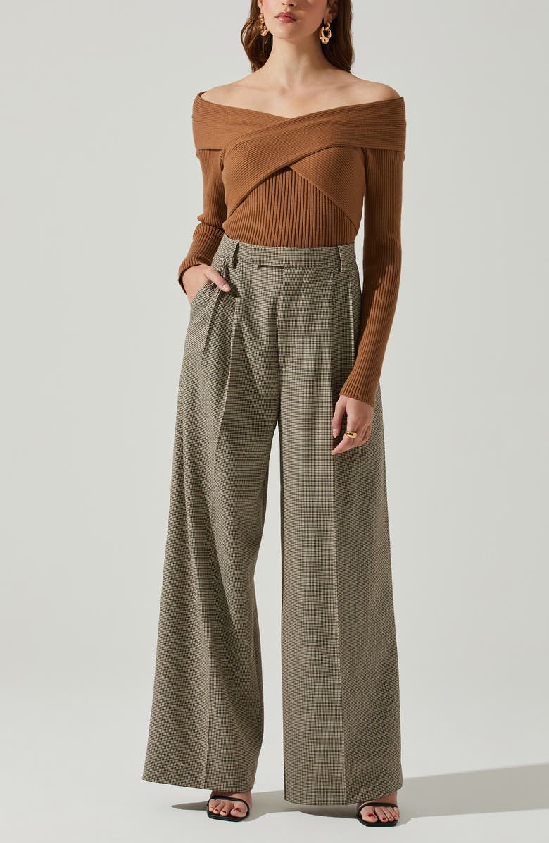 ASTR the Label Milani Mini Houndstooth High Waist Wide Leg Pants, Alternate, color, Black Brown Multi