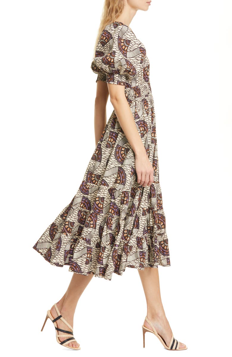 Ulla Johnson Juniper Puff Sleeve Midi Dress, Alternate, color, 