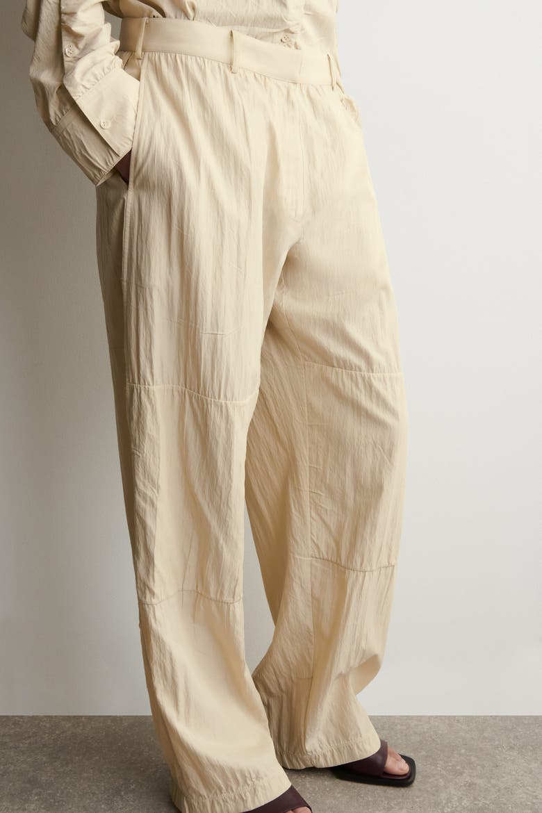 Crinkled-Silk Straight-Leg Pants, Alternate, color, LIGHT BEIGE