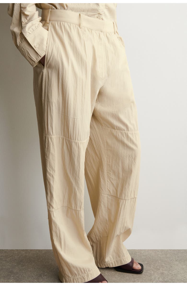 COS Crinkled-Silk Straight-Leg Pants, Alternate, color, Light Beige