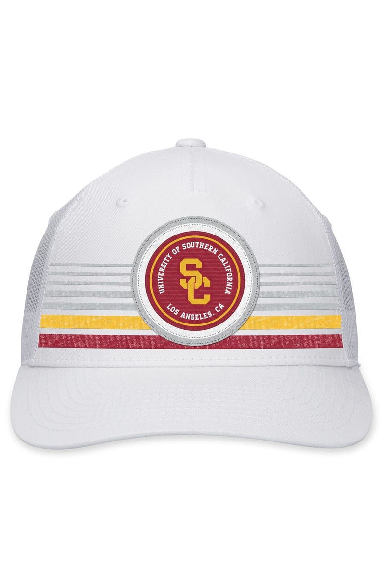 TOP OF THE WORLD Men's Top of the World White USC Trojans Top Trace Trucker Snapback Hat, Alternate, color, White