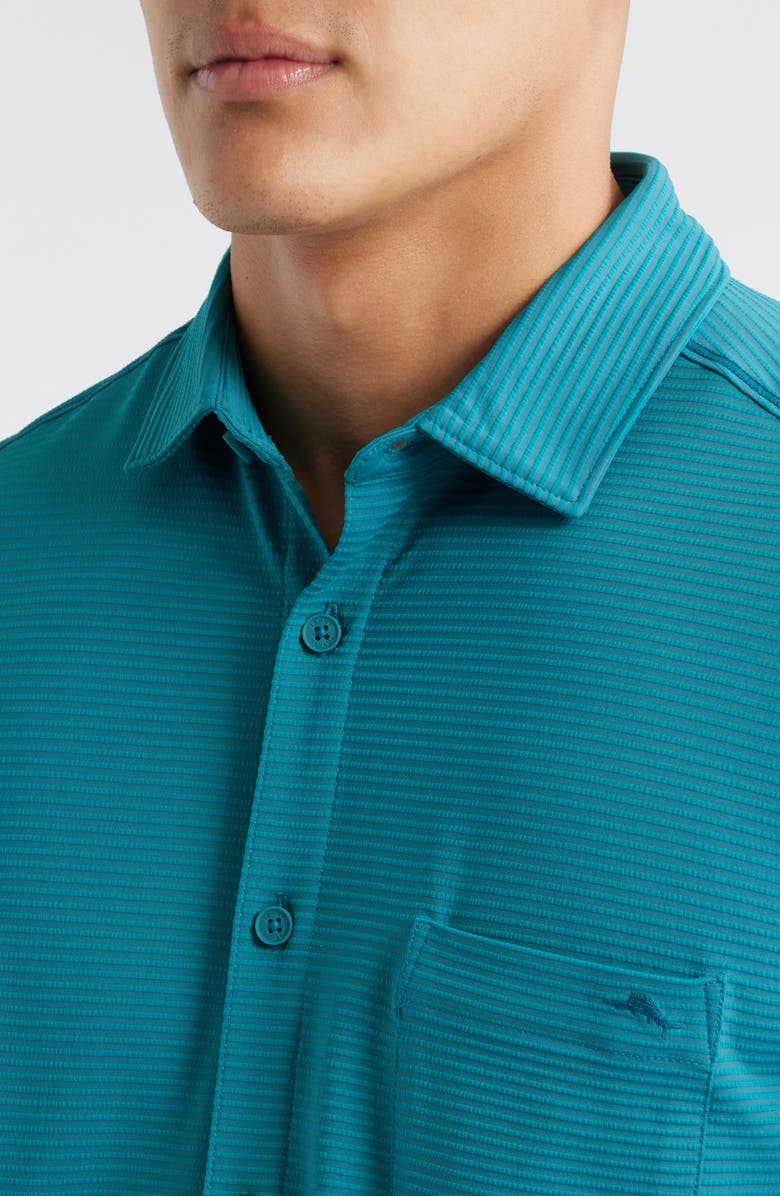Tommy Bahama Costa Wave Short Sleeve Button-Up Shirt, Alternate, color, Largo Teal