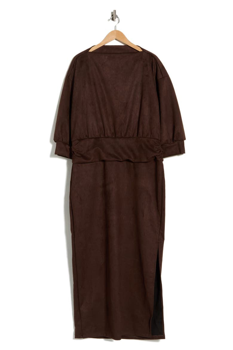 Faux Suede Maxi Dress, Alternate, color, CHOCOLATE