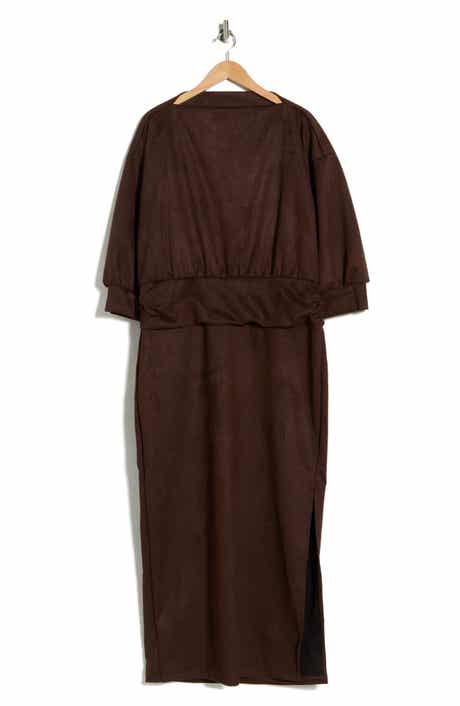 Renee C Faux Suede Maxi Dress