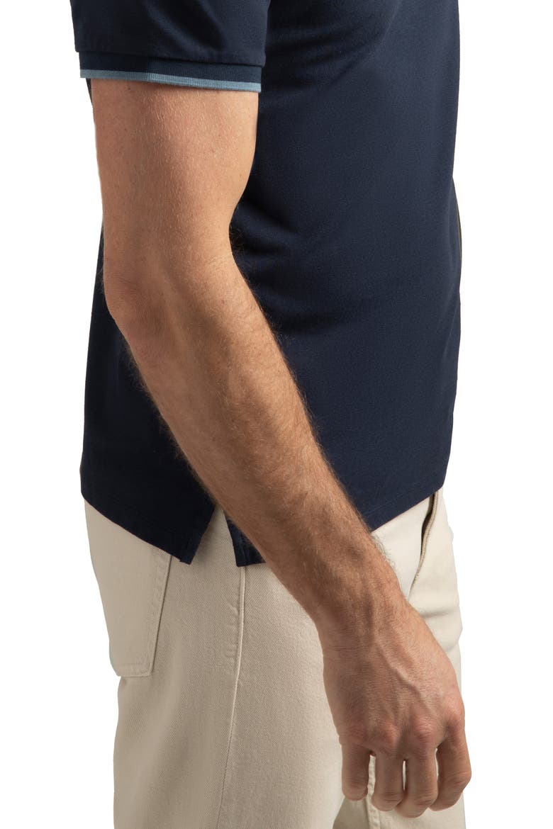Oak Hill Slim Fit Tipped Cotton Blend Piqué Golf Polo, Alternate, color, MIDNIGHT NAVY