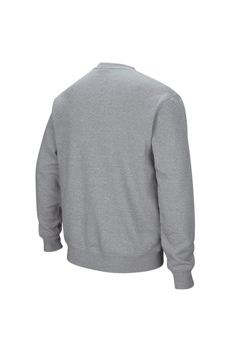 COLOSSEUM Men's Colosseum Heathered Gray Utah Utes Arch & Logo Tackle Twill Pullover Sweatshirt, Alternate, color, Heather Gray