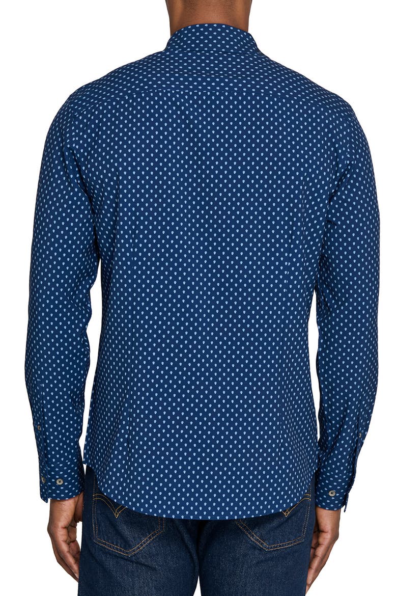 Basic Slim Fit Navy Micropaisley Performance Button-Up Shirt, Alternate, color, NAVY