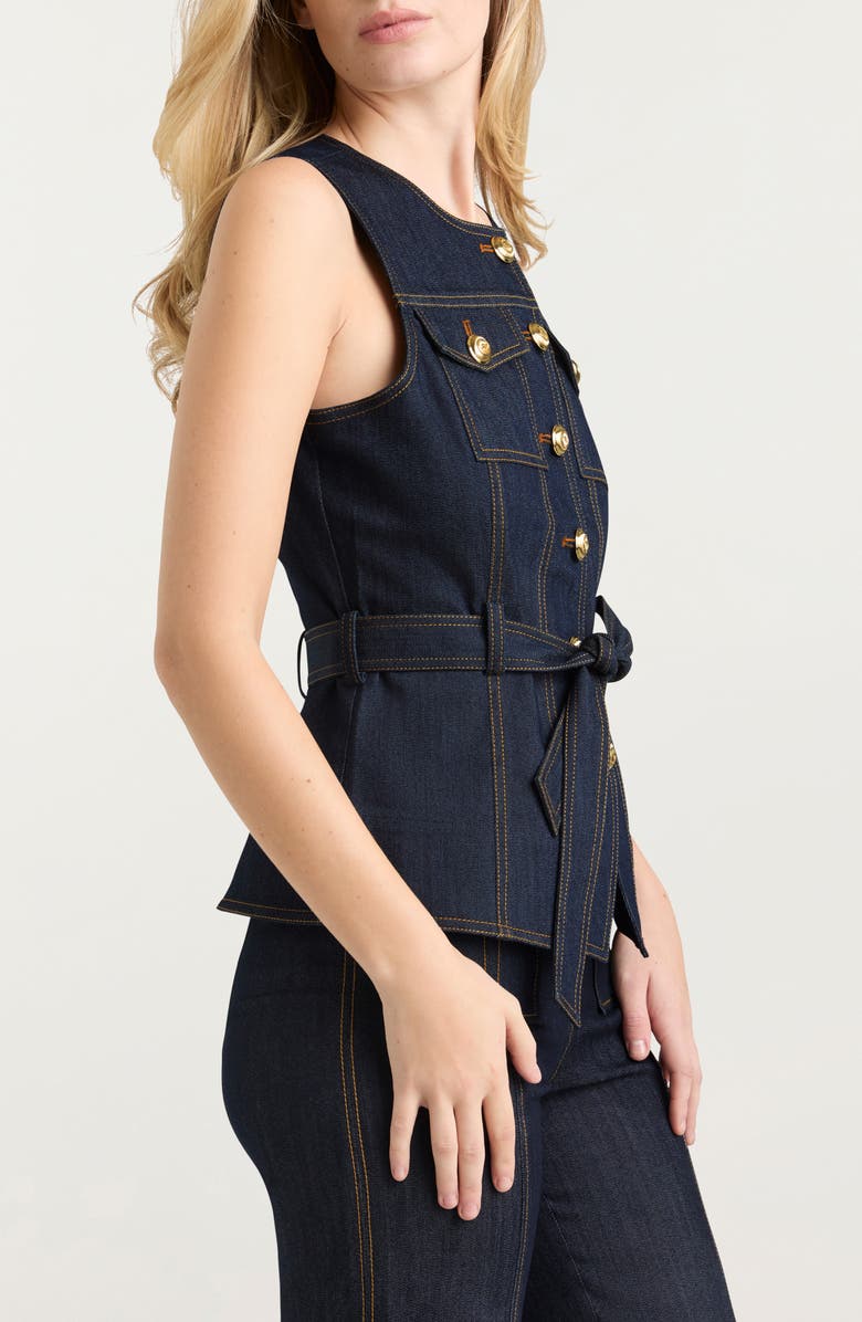 Cinq à Sept Renee Belted Denim Vest, Alternate, color, Indigo
