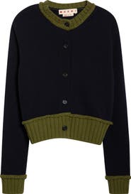 Marni Contrast Trim Wool Blend Cardigan